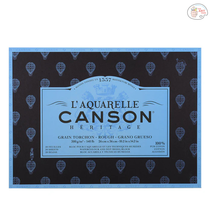 C100720012-Bloc-Aquarelle-Canson-Heritage-20-fles-300g-26x36-cm_700x700 CANSON - L'AQUARELLE HERITAGE PADS ROUGH GRAIN COTTON 300gsm (26 X 36 CM) 20 SHEETS - Image 1