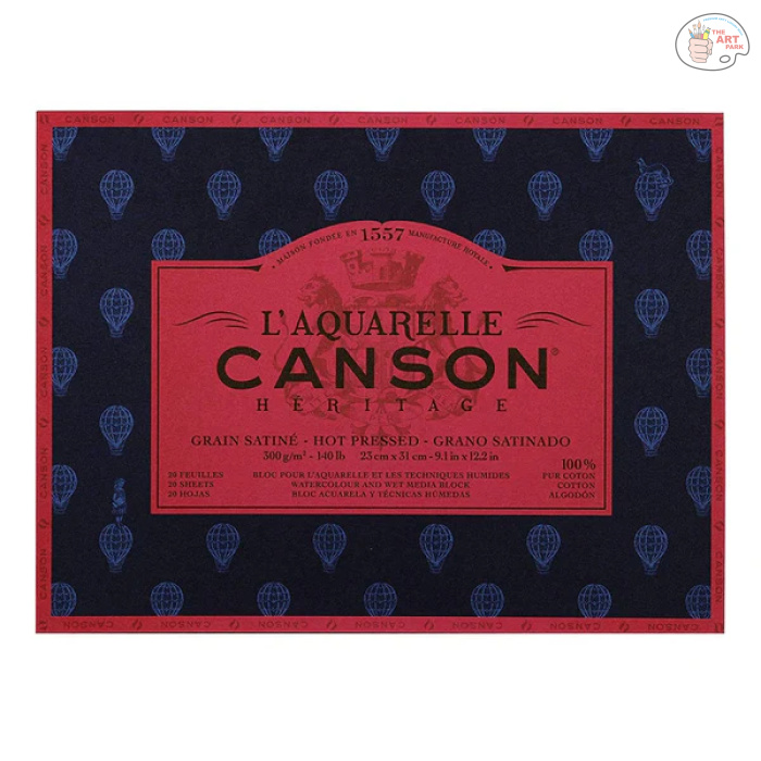 CN100720007_grande Canson Heritage Cotton 300gsm Hot Pressed 23cm x 31cm Paper Block (White 20 Sheets) - Image 1