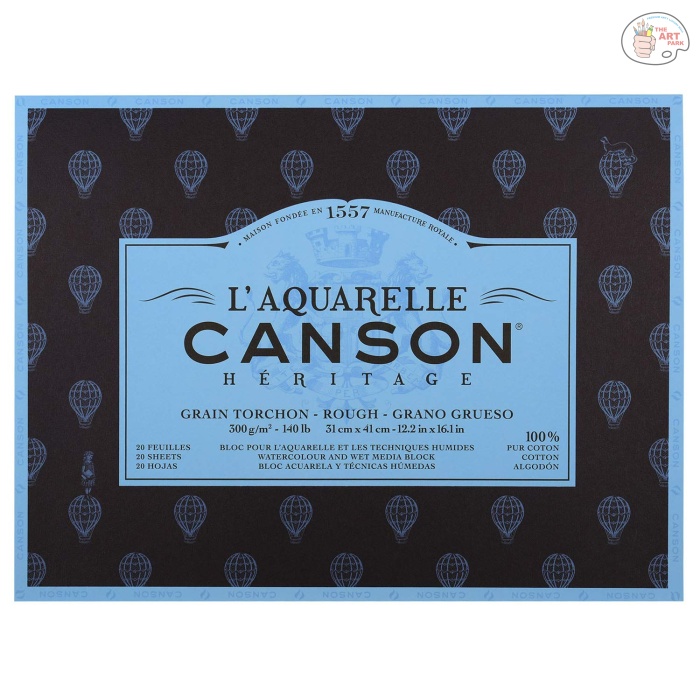 product_1_0_100720013 Canson Heritage Watercolor Cotton 300gsm White Block – 20 Sheets 23cm x 31cm – ROUGH - Image 1