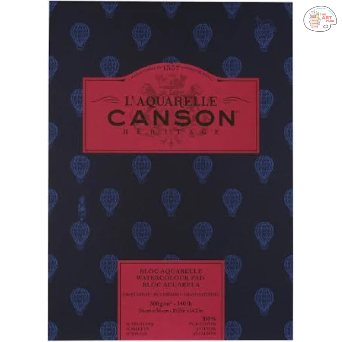 CANSON HERITAGE SHORT SIDE PAD Hot Pressed Cotton 300gsm 26 x 36cm 12 sheets - Image 1