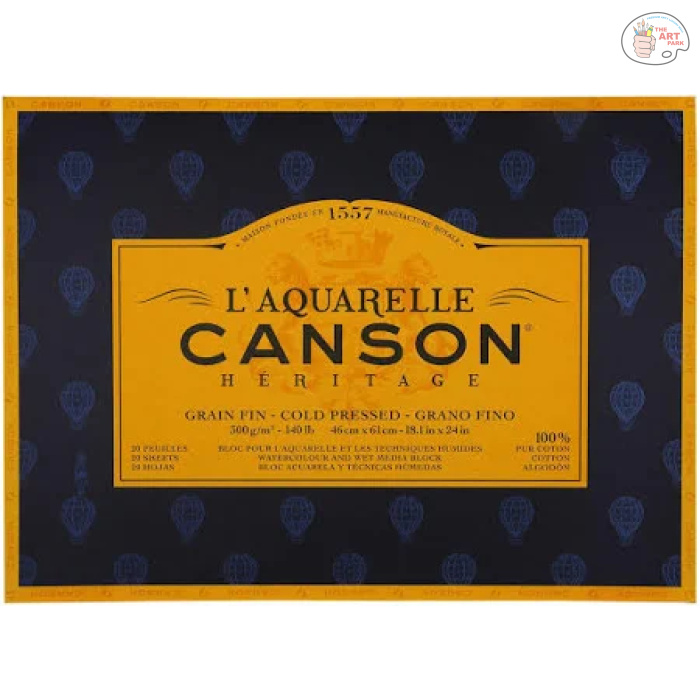 shopping Canson Heritage Cotton 300 GSM Cold Pressed 46 x 61 CM Paper Block(White, 20 Sheets) - Image 1