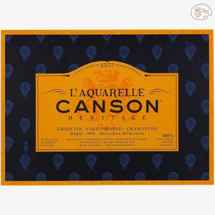 shopping Canson Heritage Cotton 300 GSM Cold Pressed 23cm x 31cm Paper Block White 20 Sheets - Image 1