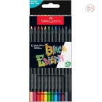 Faber-Castell Black Edition Colored Pencils - 12 Count, Black Wood and Super Soft Core Lead, Professional Quality Colored Pencils for Adult Coloring, Artists and Beginners
