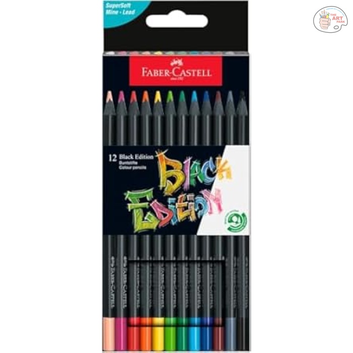 41bzjrfu3BL._SY445_SX342_ Faber-Castell Black Edition Colored Pencils - 12 Count, Black Wood and Super Soft Core Lead, Professional Quality Colored Pencils for Adult Coloring, Artists and Beginners - Image 1