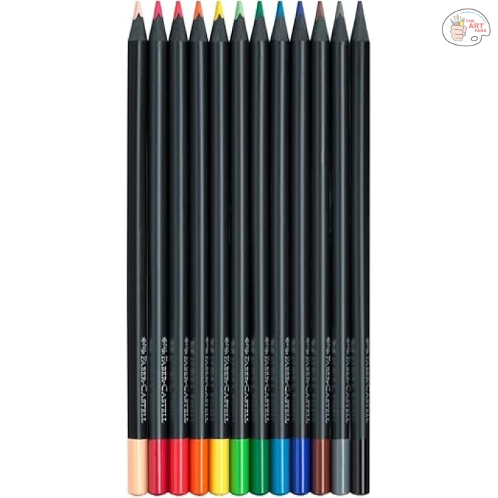 Faber-Castell Black Edition Colored Pencils - 12 Count, Black Wood and Super Soft Core Lead, Professional Quality Colored Pencils for Adult Coloring, Artists and Beginners - Image 3