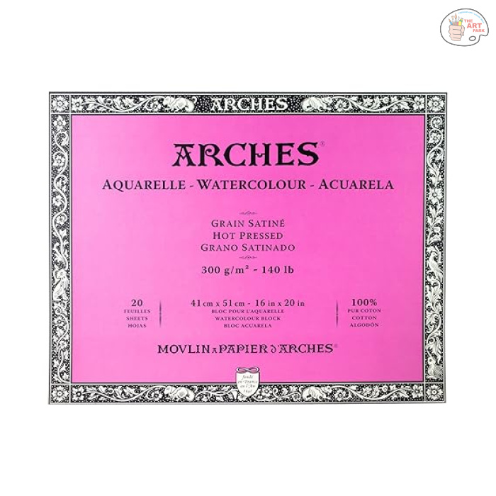 Arches Watercolour Paper Blocks | Hot Pressed Natural White | for Watercolor, Acrylic Painting, Gouache and Poster Color Painting | 300 GSM, 41 x 51 cm- 20 Sheets - Image 1