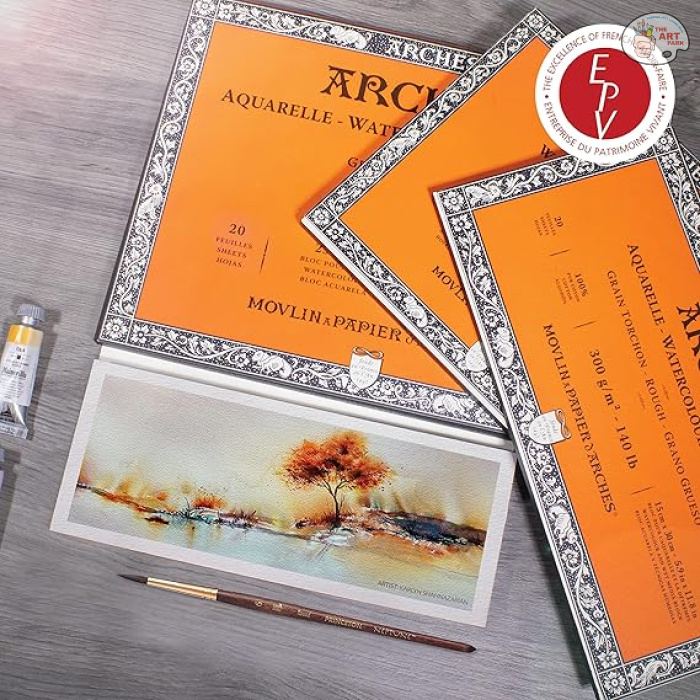 Arches Watercolour Paper Blocks | Rough Natural White | for Watercolor, Acrylic Painting, Gouache and Poster Color Painting | 300 GSM, 20 x 26 cm- 20 Sheets - Image 3