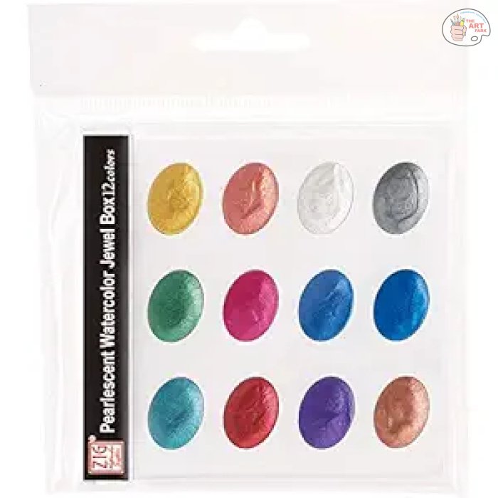 Zig Kuretake Pearlescent Watercolor Jewel Box - 12 Shimmering Metallic Colors for Stunning Effects on Light and Dark Paper, Professional-Quality for Artists - Image 8
