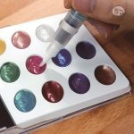 Zig Kuretake Pearlescent Watercolor Jewel Box - 12 Shimmering Metallic Colors for Stunning Effects on Light and Dark Paper, Professional-Quality for Artists - Image 9