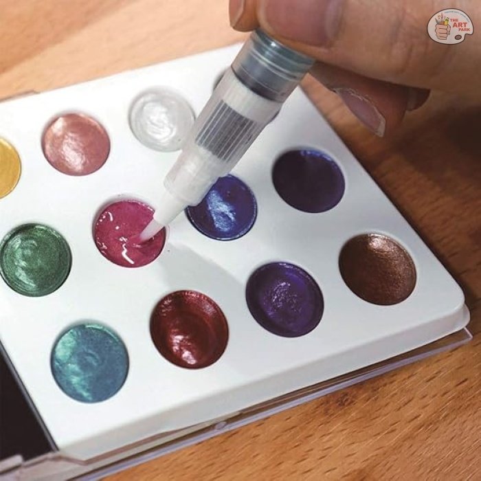 Zig Kuretake Pearlescent Watercolor Jewel Box - 12 Shimmering Metallic Colors for Stunning Effects on Light and Dark Paper, Professional-Quality for Artists - Image 9