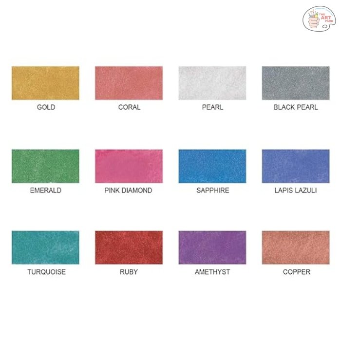 Zig Kuretake Pearlescent Watercolor Jewel Box - 12 Shimmering Metallic Colors for Stunning Effects on Light and Dark Paper, Professional-Quality for Artists - Image 2