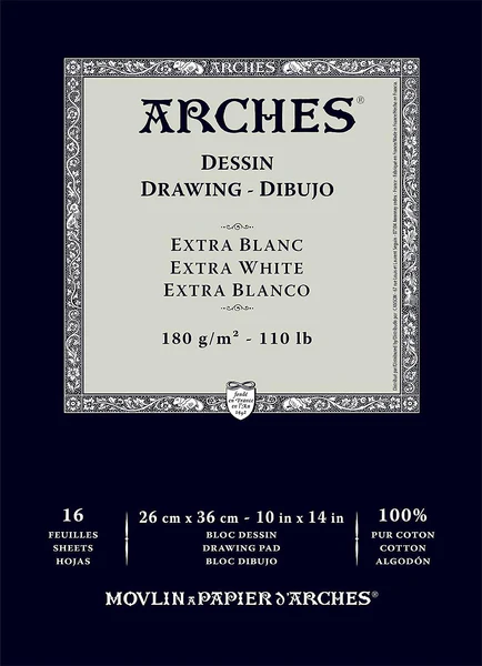 71SQyGOP7-S._SL1500_grande ARCHES VELIN RIVES EXTRA WHITE COLD PRESSED - 16 SHEETS - 4 CUT EDGES - Image 1