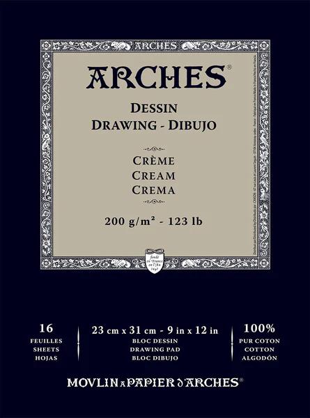 71WKzyM1BxS._SL1417_grande ARCHES VELIN 200GSM CREAM COLD PRESSED PAD - 16 SHEETS -4 CUT EDGES - Image 1