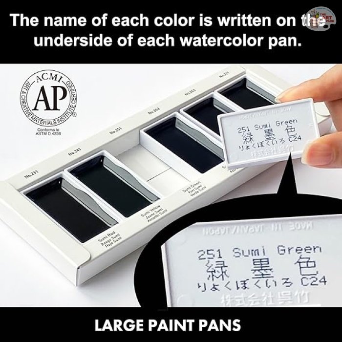 KURETAKE GANSAI TAMBI WATERCOLOURS SUMI COLOURS SET OF 6 MADE IN JAPAN - Image 2