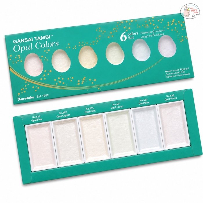KURETAKE GANSAI TAMBI WATERCOLOUR OPAL COLOURS SET OF 6 MADE IN JAPAN - Image 6