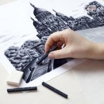 Conté à Paris 12 Count B Sketching Crayons Set, Black - Plastic box - Image 2