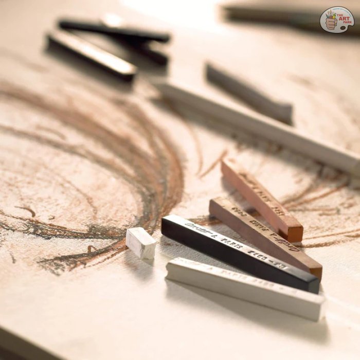 Conte a Paris Sketching Carrés Crayons Set, White HB- Pack of 12 - Image 3