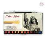 Conte A Paris Colored Crayons Set - 12 Assorted Portrait Colors - Plastic box