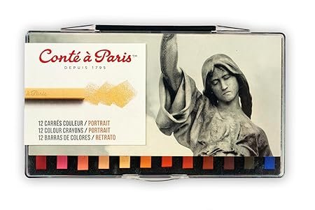 71KGizsVjgL._SX450_ Conte A Paris Colored Crayons Set - 12 Assorted Portrait Colors - Plastic box - Image 1