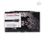 Conté à Paris 12 Count B Sketching Crayons Set, Black - Plastic box