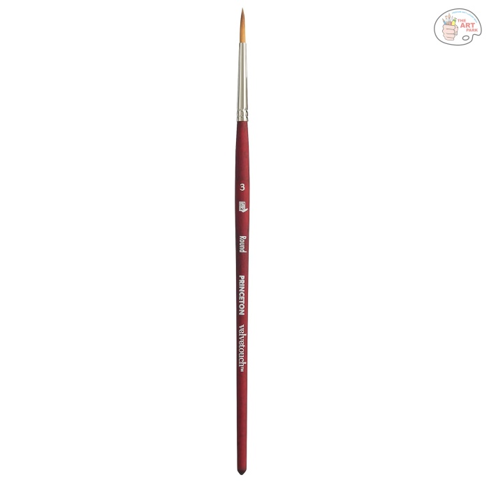 Princeton Velvetouch Short Handle Round Paintbrush | Synthetic Blend for Quality Performance | Ideal for Acrylics, Watercolours & Oil Paints | Maximum Colour Holding Capacity - Image 2