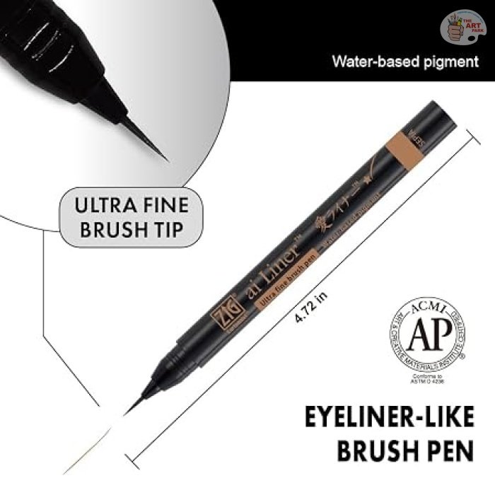 Zig Kuretake I AI Liner Ultra Fine Brush Tip Pen – Sepia Color | Water-Based Pigment Ink | Perfect for Delicate Expressions in Comic, Manga & Illustration Drawing Pen | Made in Japan - Image 2