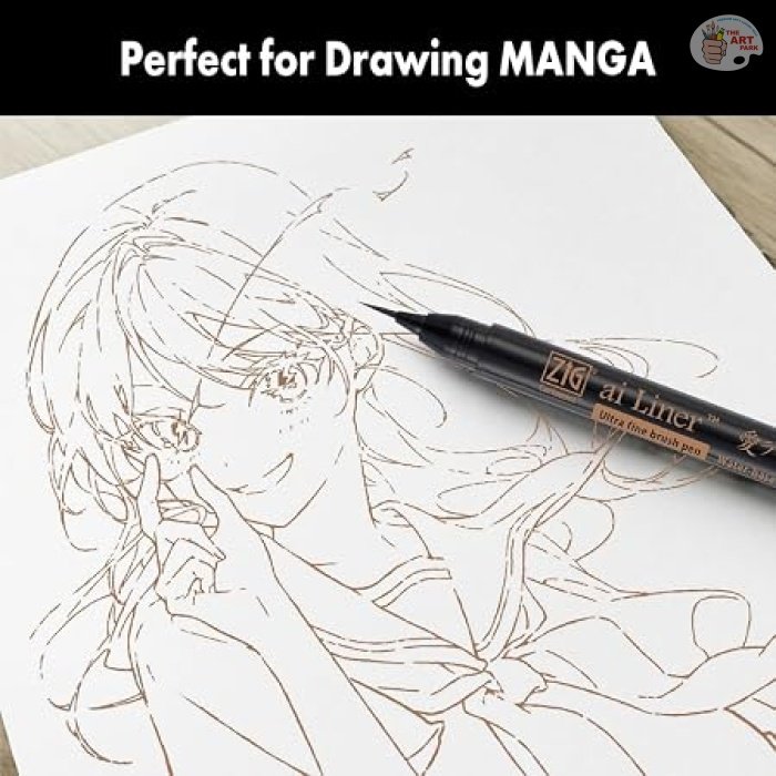 Zig Kuretake I AI Liner Ultra Fine Brush Tip Pen – Sepia Color | Water-Based Pigment Ink | Perfect for Delicate Expressions in Comic, Manga & Illustration Drawing Pen | Made in Japan - Image 3