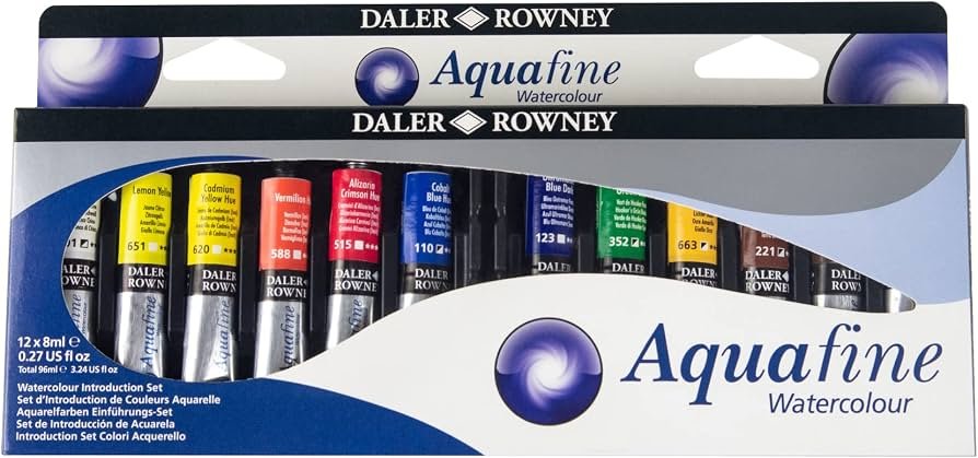 71zO6D-MnFL._AC_UF894,1000_QL80_ Daler Rowney Aquafine Watercolour Set 12 X 8ml Tube - Image 1