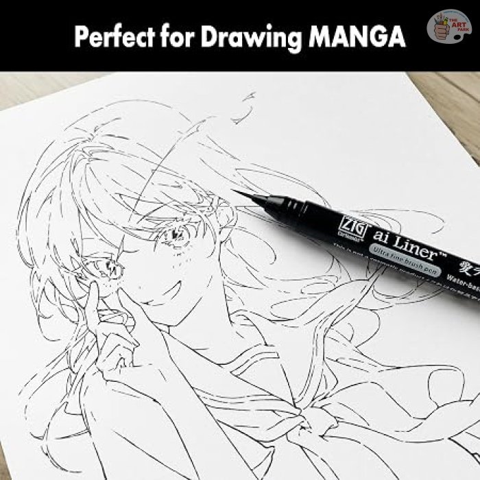 Zig Cartoonist ai Liner, Ultra fine Brush tip pen, Black COLOUR Ink Perfect for Delicate Expressions in Illustration, Manga, lettering, 1PSC MADE IN JAPAN - Image 5