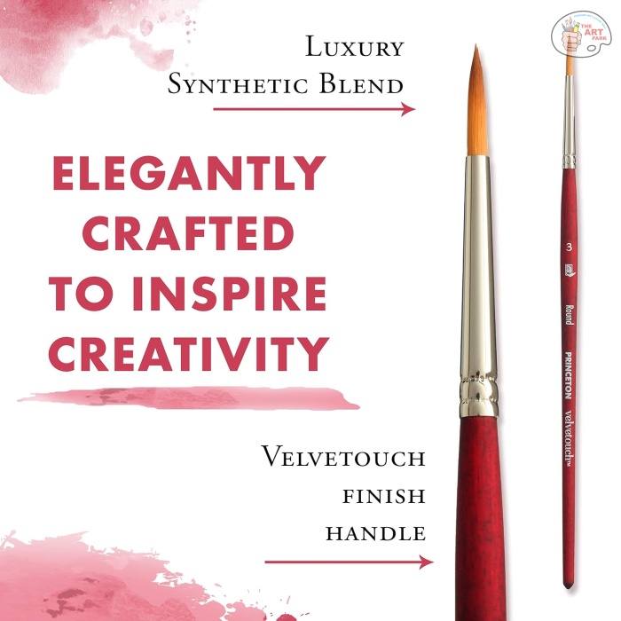 Princeton Velvetouch Short Handle Round Paintbrush | Synthetic Blend for Quality Performance | Ideal for Acrylics, Watercolours & Oil Paints | Maximum Colour Holding Capacity - Image 5