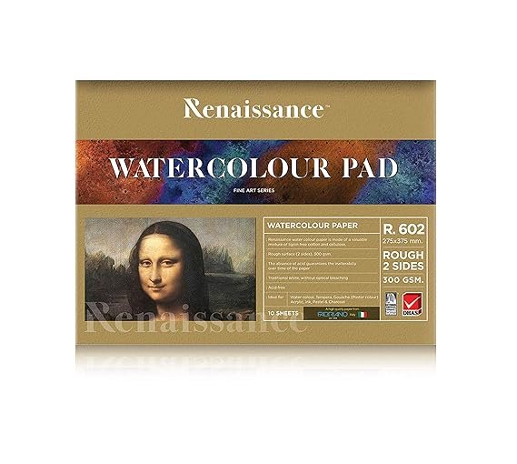81gAHsyhisL._SX569_ Renaissance Watercolor Paper Pad R-602 (SIZE:275 x 375 mm A-3) textured watercolour paper from Fabriano Italy 10 Sheets 300 GSM for Art Painting,Drawing,Water Colour paper Perfect for Artist - Image 1
