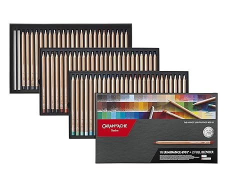 81oBM8MZ9+L._SX450_ Caran D'Ache Artist Luminance Colour Pencils 76 Shades+2 Pc Blender (6901.776),Multicolor - Image 1