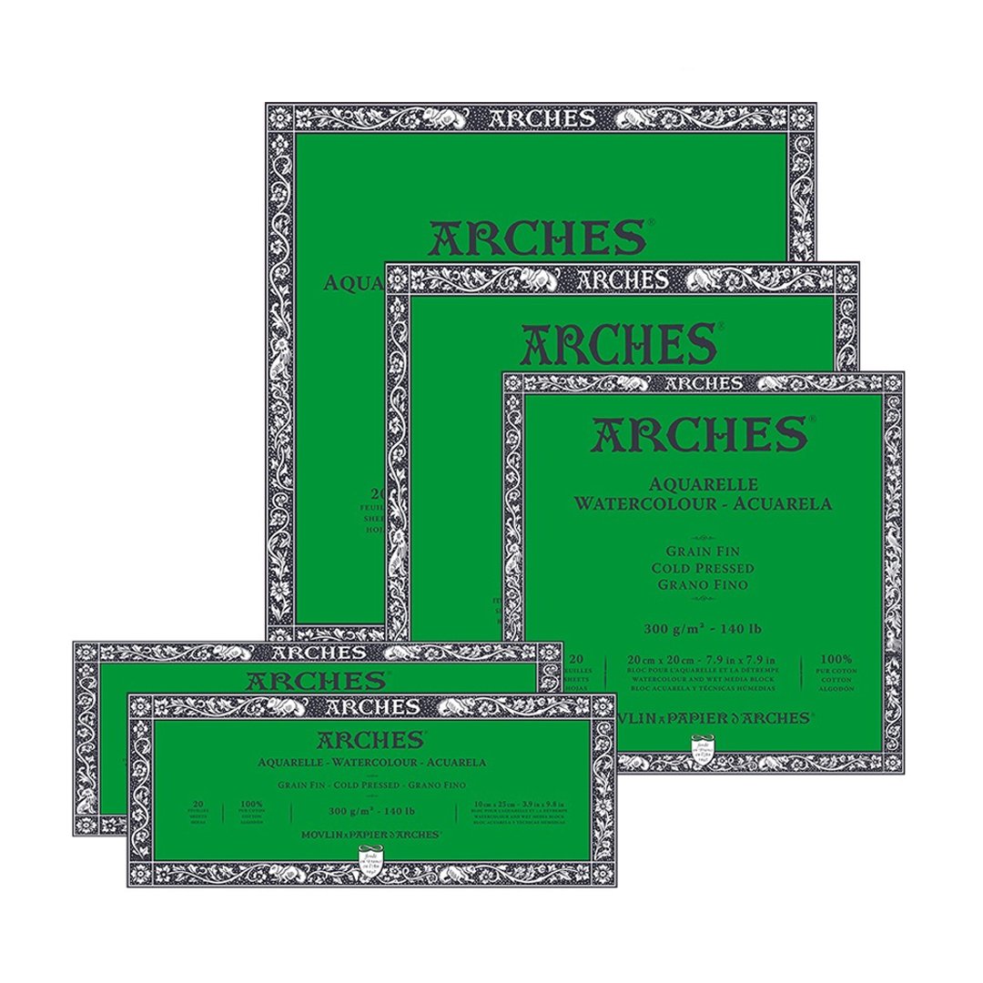 Arches-Watercolour-Cold-Pressed-20-Sheets-Blocks-Open-Stock arches cold press natural white block 20 sheets 4 cut edges 300gsm 46x61cm - Image 1