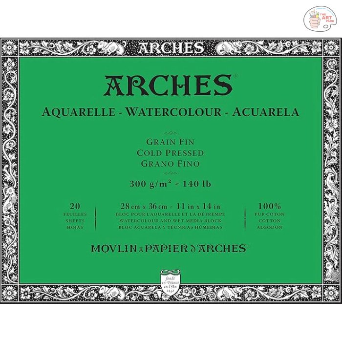 Arches Watercolour 300 GSM Cold Pressed Natural White 28 x 36 cm 9inx12in Paper Blocks, 20 Sheets - Image 2