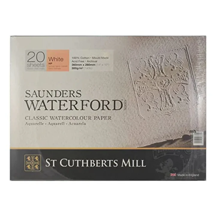 PAPERS_43 Saunders Waterford St Cuthberts Mill HP+ Blocks White 300 gsm 360x260mm 14" x 10" IN 20 Sheets 45930001011D - Image 1
