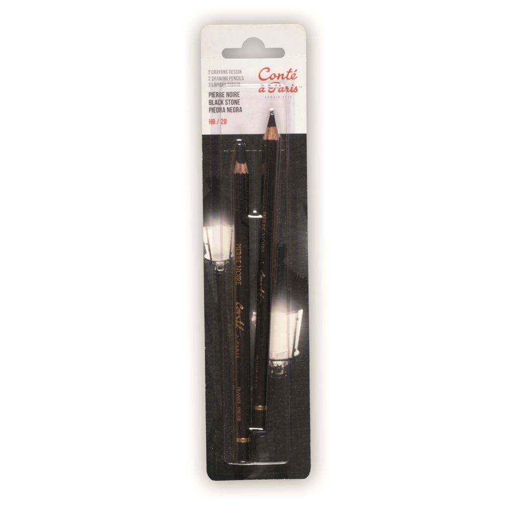 (c)Len Archer Conte a' Paris Sketching Pencils - Blister Pack of 2 - Pierre Noire Black HB & 2B (50108) - Image 1