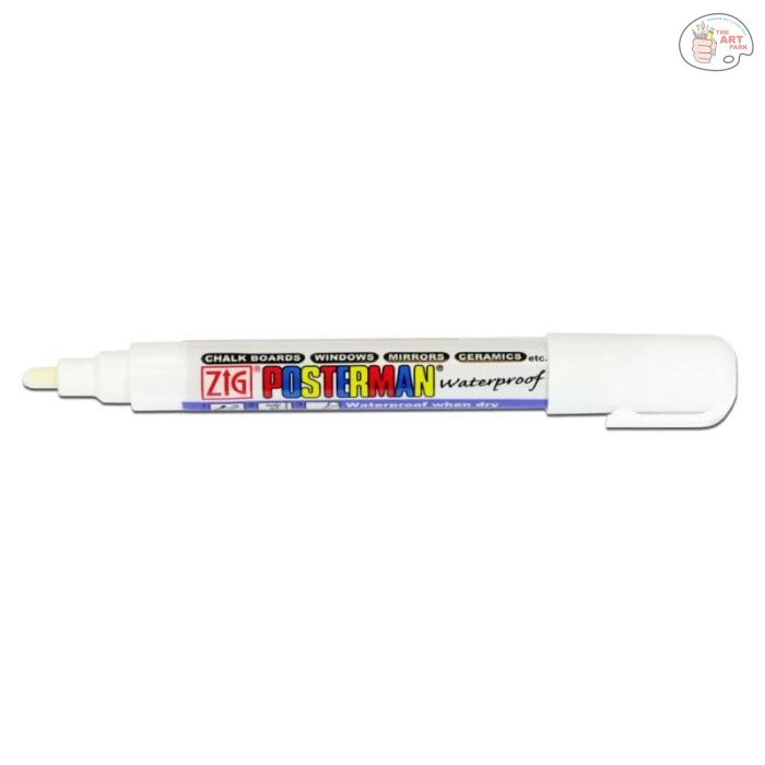 Zig Posterman Acrylic White Marker – Extra Fine 0.7mm Tip Permanent Ink, DRAWING HI-LIGHT Pen for Chalkboards, Glass, Mirrors, Windows, Ceramics & Posters | Quick-Dry, Water-Resistant Ink for Clear Writing. - Image 3
