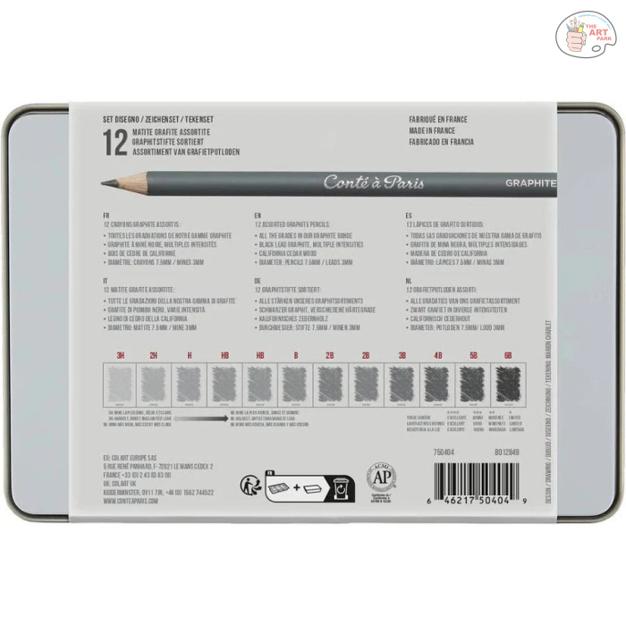 conte a paris THE DRAWING METAL 12 SKETCHING PENCILS GRAPHITE PENCILS GRAPHITE 750404 - Image 4
