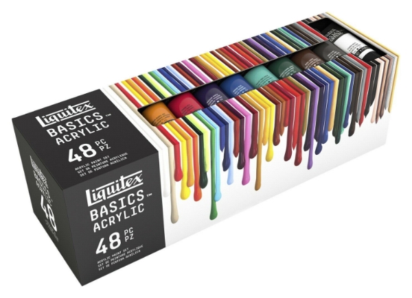 0026160_liquitex-basics-acrylic-colours-set-of-48-22ml_600 Liquitex Basics Acrylic Colours - Set of 48 x 22ml (887452050148) - Image 1