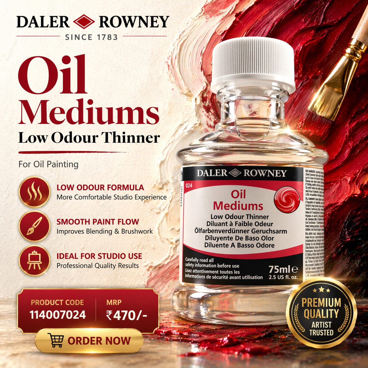 114007024 DALER & ROWNEY LOW ODOUR THINNER 75 ML (114007024) - Image 1