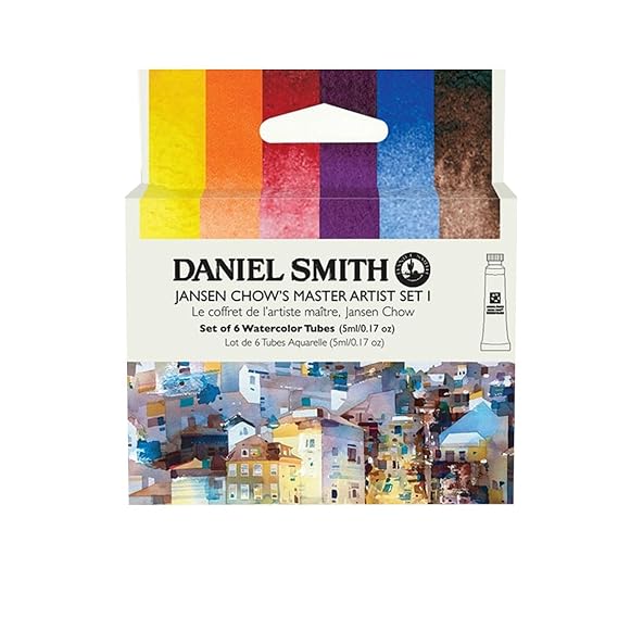 611w-nDPNHL._SX569_ DANIEL SMITH Watercolor 6 Color Jansen Chow's Master Artist Set #1 (6 X 5ml Tubes) - Image 1