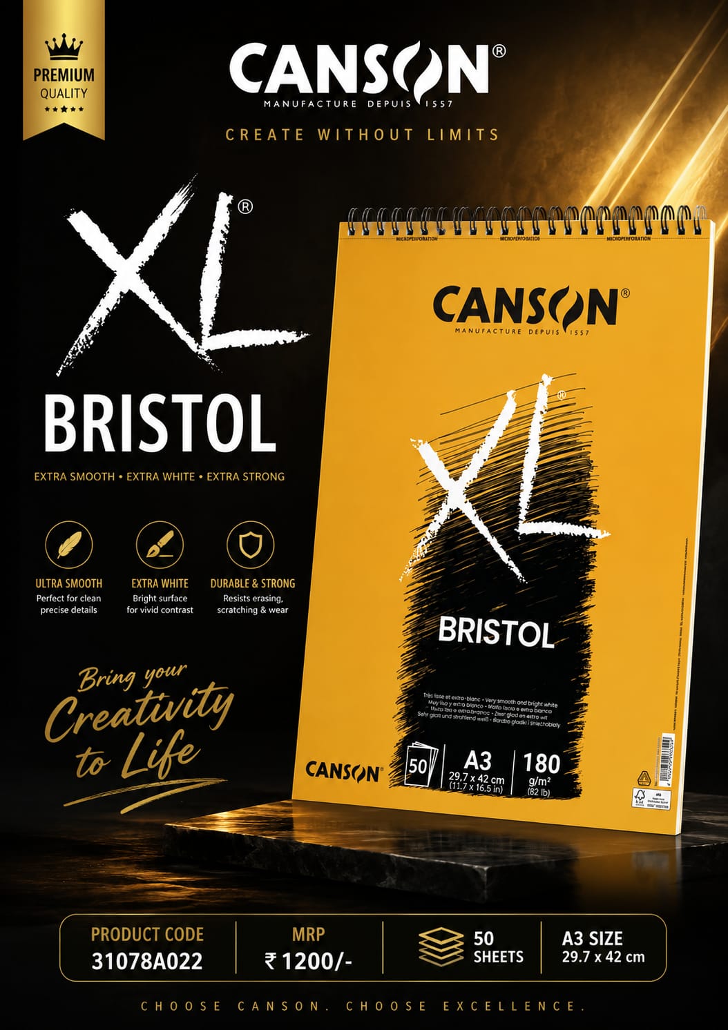 WhatsApp Image 2026-08-10 at 5.02.55 PM Canson Spiral Album 29.7x42 50H XL Bristol Extra Smooth 180GSM, White, A3 (31078A022) - Image 1
