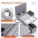 Fuumuui Portable Empty Watercolor Palette Set with 24 Half-Pans, Dual Buckets, Travel Brush, Carrying Bag & Paper Clip – Ideal for Outdoor and Studio Painting - Image 6