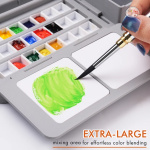 Fuumuui Portable Empty Watercolor Palette Set with 24 Half-Pans, Dual Buckets, Travel Brush, Carrying Bag & Paper Clip – Ideal for Outdoor and Studio Painting - Image 8