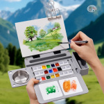 Fuumuui Portable Empty Watercolor Palette Set with 24 Half-Pans, Dual Buckets, Travel Brush, Carrying Bag & Paper Clip – Ideal for Outdoor and Studio Painting - Image 9