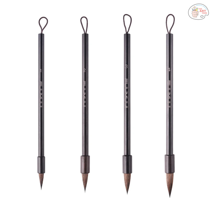 Fuumuui Calligraphy Brushes – Set of 4 with Hand-Polished Rosewood and Durable Flat-End Hanging Design - Image 3