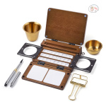 Fuumuui Portable Empty 24-Well Watercolor Palette Set | Includes Travel Brush & Multi-Use Straps, Perfect for Outdoor Painting
