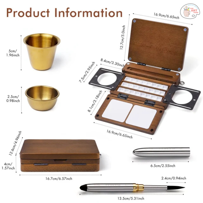 Fuumuui Portable Empty 24-Well Watercolor Palette Set | Includes Travel Brush & Multi-Use Straps, Perfect for Outdoor Painting - Image 8