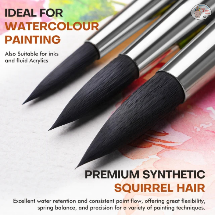 Fuumuui 10pcs Soft Synthetic Squirrel Hair Watercolor Brush Set With Flats Oval Wash - Image 4