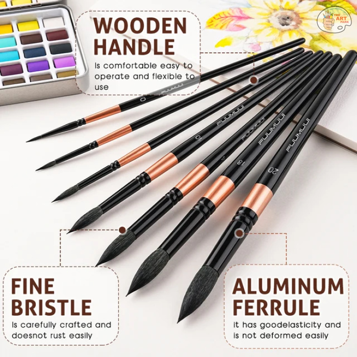 Fuumuui 7pcs Professional Watercolor Brushes - Image 5